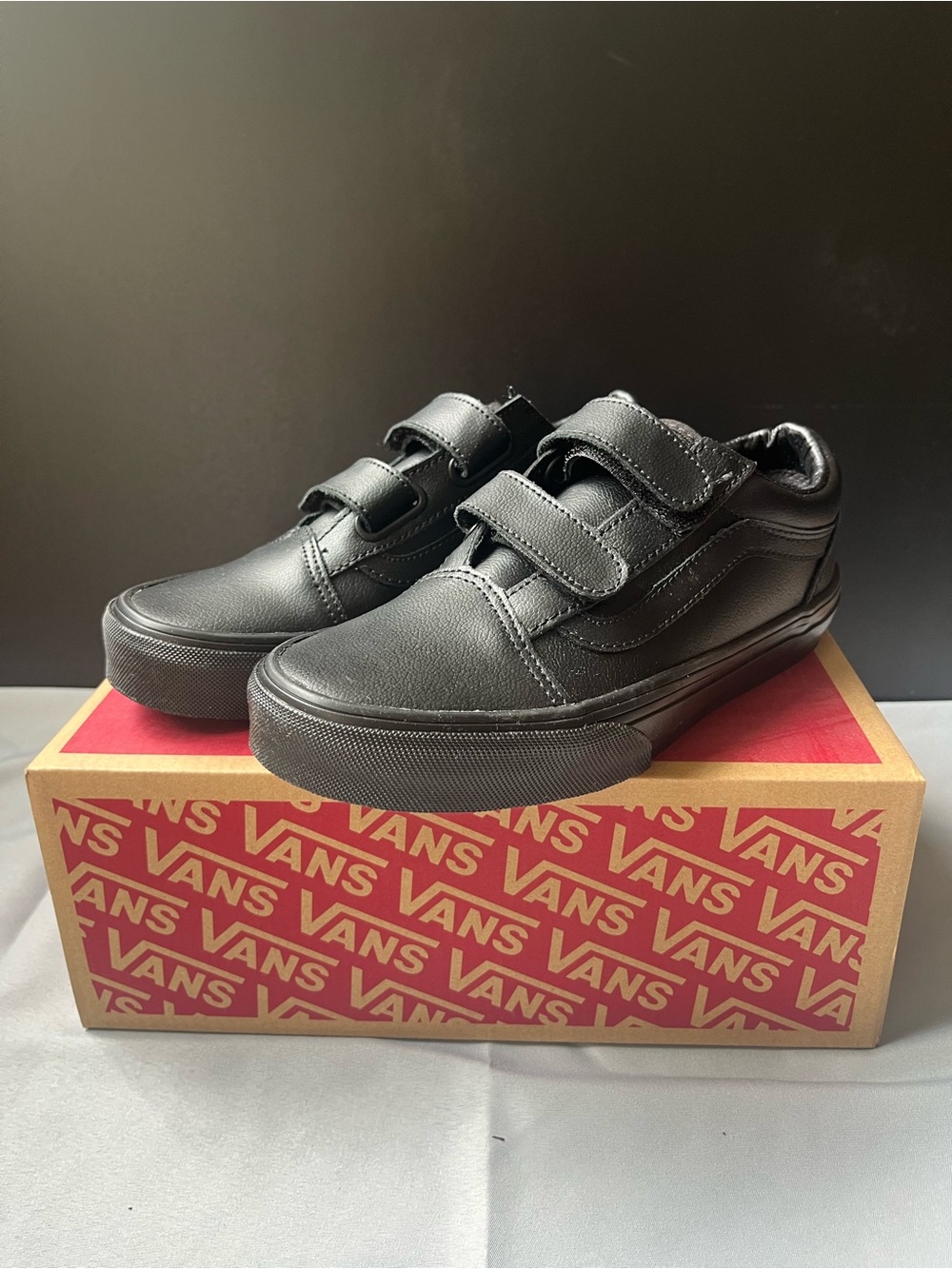 Vans Kids Black Double Velcro Skate Shoes